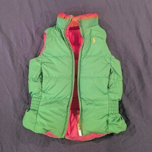 Ralph Lauren Pink and Green Down Puffer Vest